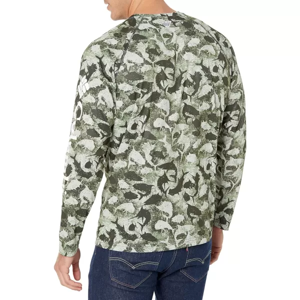 Columbia Mens Terminal Tackle Long Sleeve Shirt Wicking MaterialCool Grey Inside Out Camo