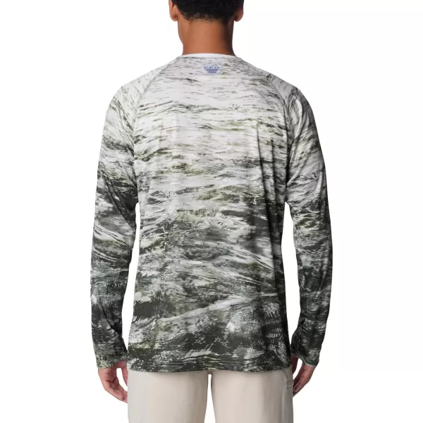 Columbia Mens Terminal Tackle Long Sleeve Shirt Wicking MaterialCypressDeepsea Fade