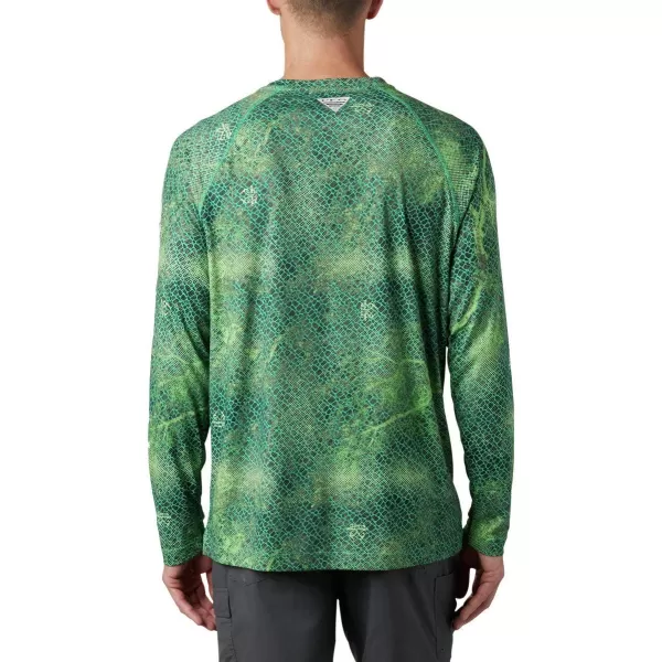 Columbia Mens Terminal Tackle Long Sleeve Shirt Wicking MaterialDark Lime Realtree Mako