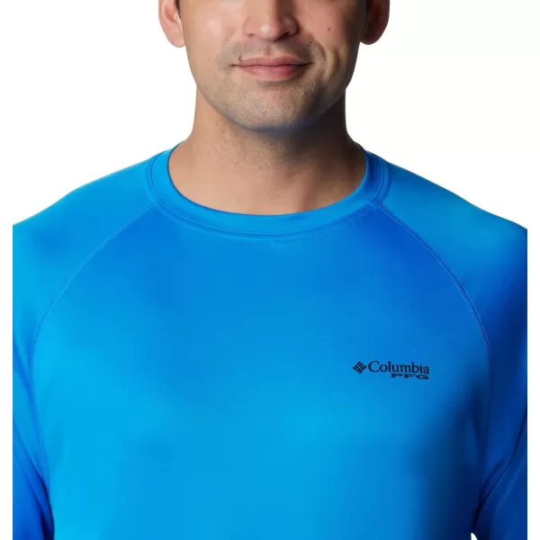 Columbia Mens Terminal Tackle Long Sleeve Shirt Wicking MaterialHyper BlueBlack Logo