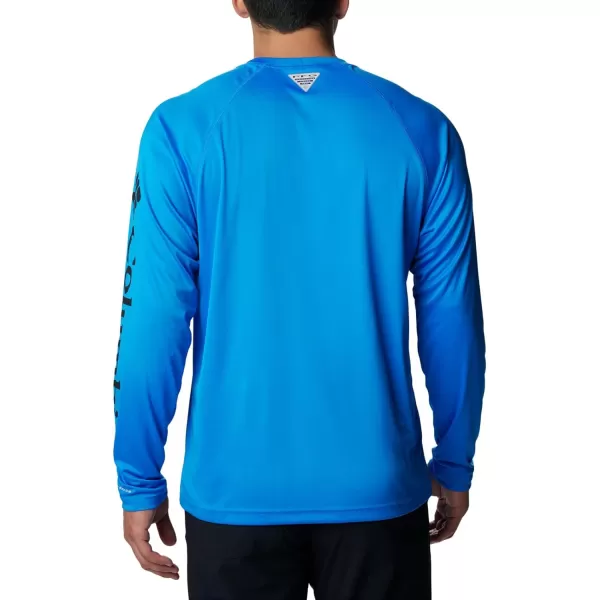 Columbia Mens Terminal Tackle Long Sleeve Shirt Wicking MaterialHyper BlueBlack Logo