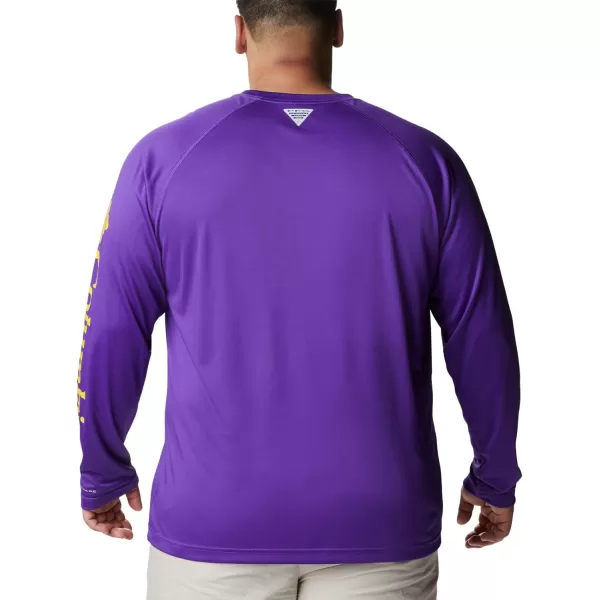 Columbia Mens Terminal Tackle Long Sleeve Shirt Wicking MaterialLsu  Vivid Purple  Collegiate Yellow