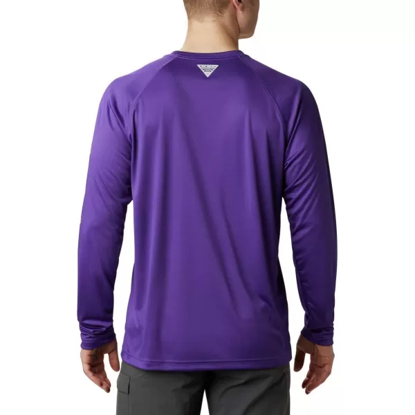 Columbia Mens Terminal Tackle Long Sleeve Shirt Wicking MaterialLsu  Vivid Purple  Collegiate Yellow