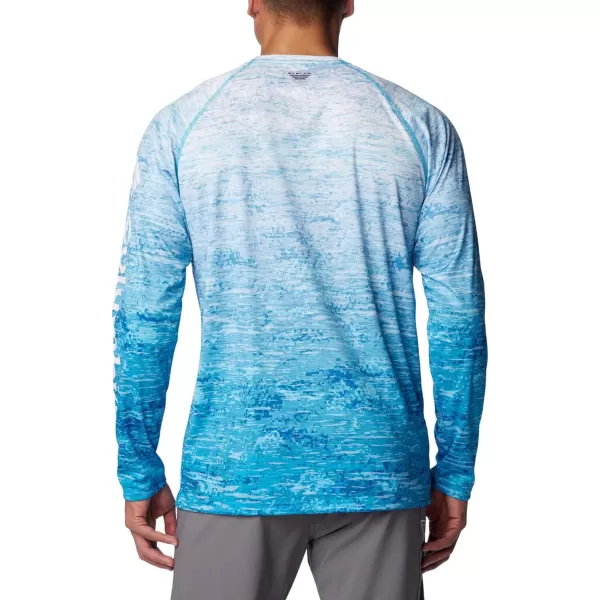 Columbia Mens Terminal Tackle Long Sleeve Shirt Wicking MaterialOcean BlueDigiscale Fade