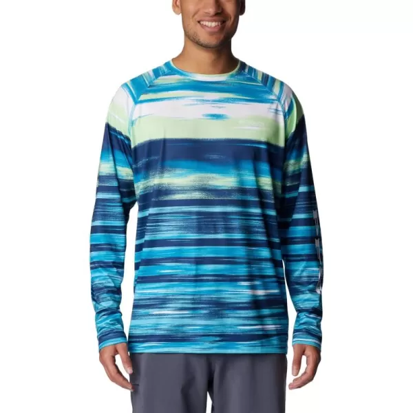 Columbia Mens Terminal Tackle Long Sleeve Shirt Wicking MaterialPool Eventide Print