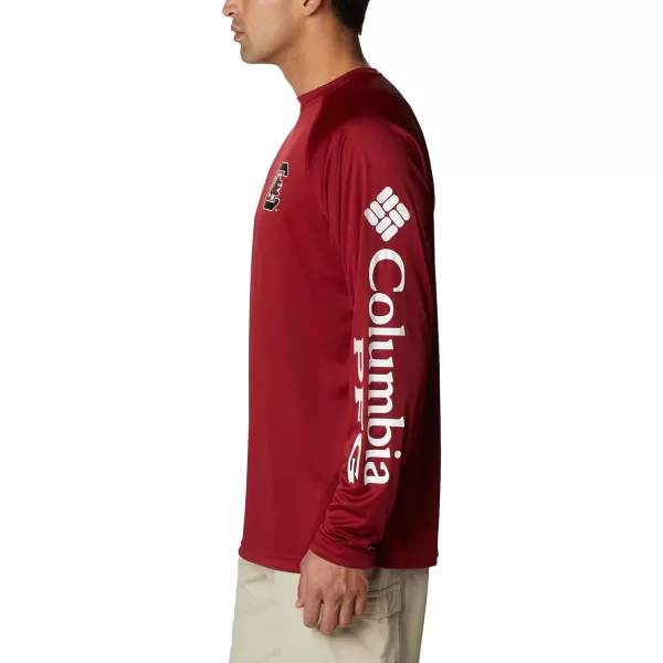 Columbia Mens Terminal Tackle Long Sleeve Shirt Wicking MaterialSc  Beet  White