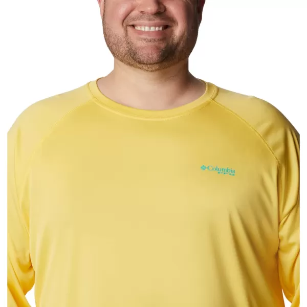 Columbia Mens Terminal Tackle Long Sleeve Shirt Wicking MaterialSun GlowElectric Turquoise Logo