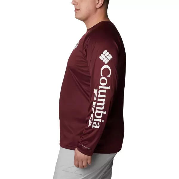 Columbia Mens Terminal Tackle Long Sleeve Shirt Wicking MaterialTam  Deep Maroon  White