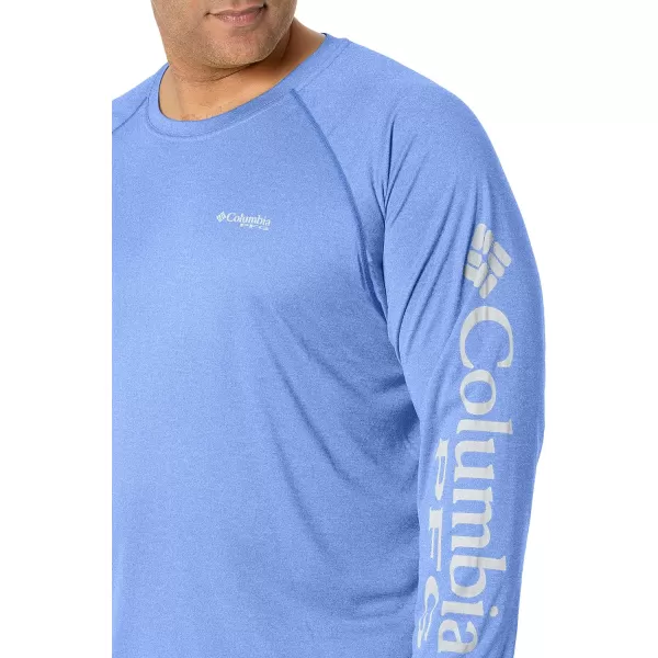 Columbia Mens Terminal Tackle Long Sleeve Shirt Wicking MaterialTanzanite HeatherCool Grey Logo