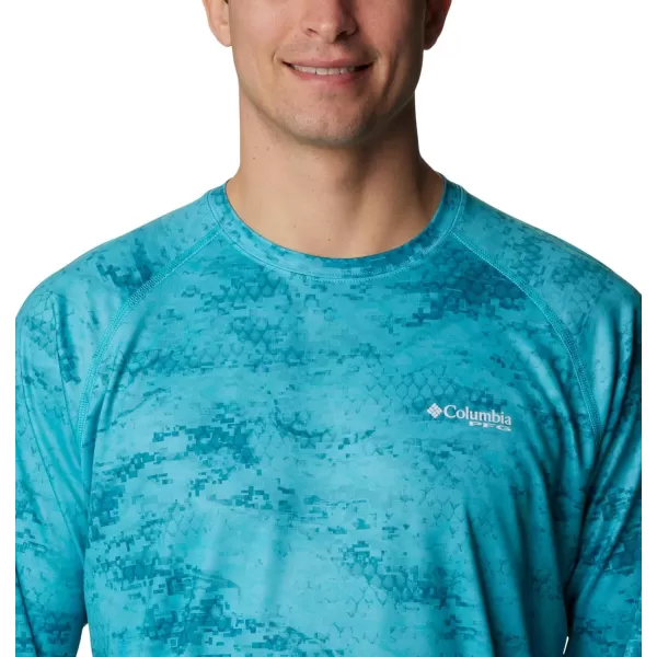 Columbia Mens Terminal Tackle Long Sleeve Shirt Wicking MaterialTurquoise Pfg Camo