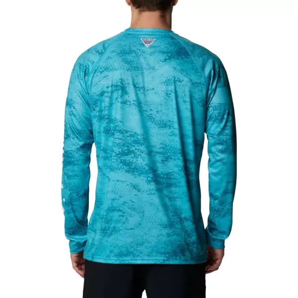 Columbia Mens Terminal Tackle Long Sleeve Shirt Wicking MaterialTurquoise Pfg Camo