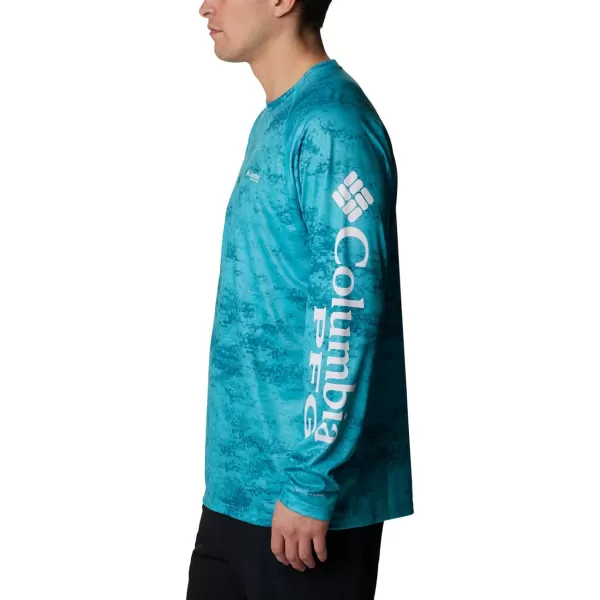 Columbia Mens Terminal Tackle Long Sleeve Shirt Wicking MaterialTurquoise Pfg Camo