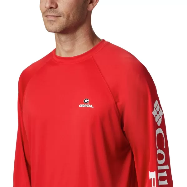 Columbia Mens Terminal Tackle Long Sleeve Shirt Wicking MaterialUga  Bright Red  White