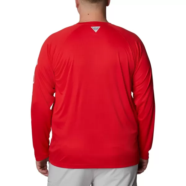 Columbia Mens Terminal Tackle Long Sleeve Shirt Wicking MaterialUga  Bright Red  White