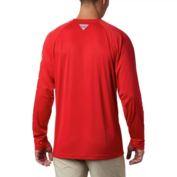 Columbia Mens Terminal Tackle Long Sleeve Shirt Wicking MaterialUga  Bright Red  White