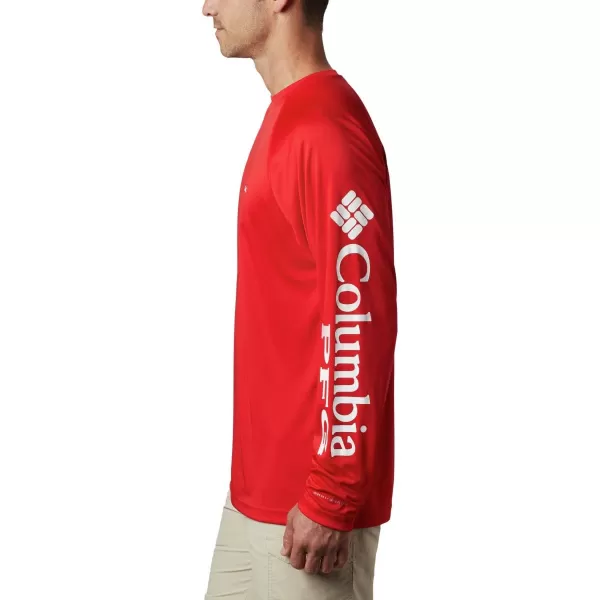 Columbia Mens Terminal Tackle Long Sleeve Shirt Wicking MaterialUga  Bright Red  White