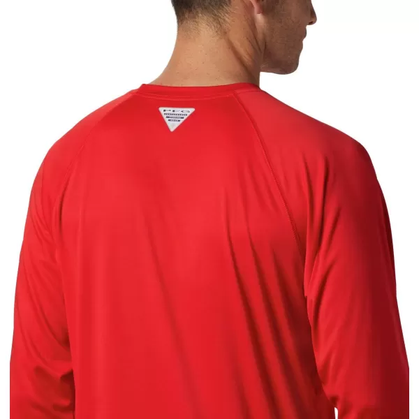 Columbia Mens Terminal Tackle Long Sleeve Shirt Wicking MaterialUga  Bright Red  White