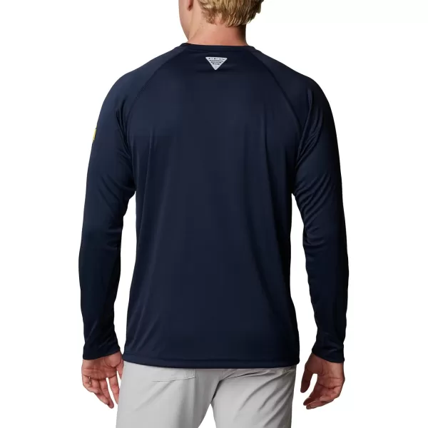 Columbia Mens Terminal Tackle Long Sleeve Shirt Wicking MaterialUm  Collegiate Navy  Collegiate Yellow