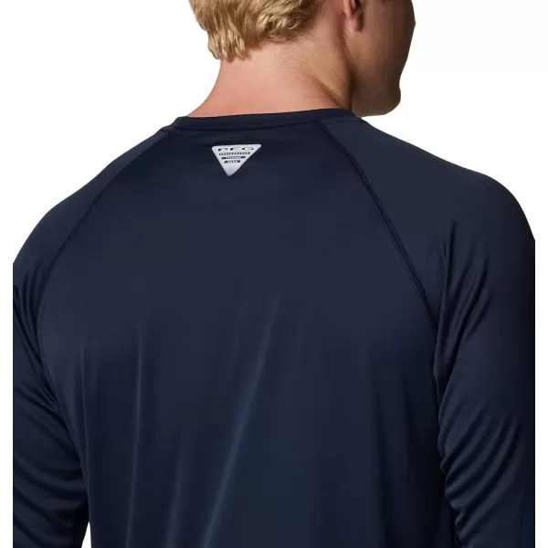 Columbia Mens Terminal Tackle Long Sleeve Shirt Wicking MaterialUm  Collegiate Navy  Collegiate Yellow