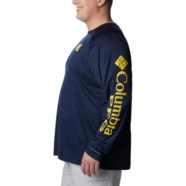 Columbia Mens Terminal Tackle Long Sleeve Shirt Wicking MaterialUm  Collegiate Navy  Collegiate Yellow