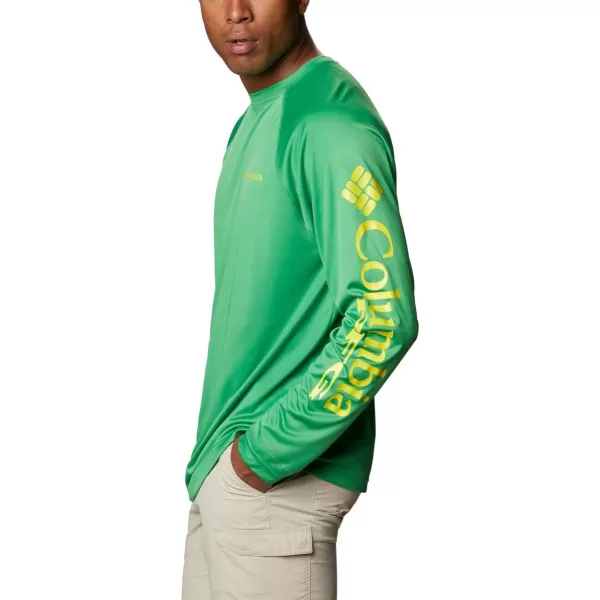 Columbia Mens Terminal Tackle Long Sleeve Shirt Wicking MaterialUo  Fuse Green  Yellow Glo