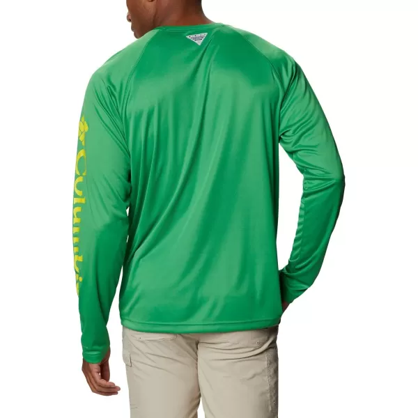 Columbia Mens Terminal Tackle Long Sleeve Shirt Wicking MaterialUo  Fuse Green  Yellow Glo