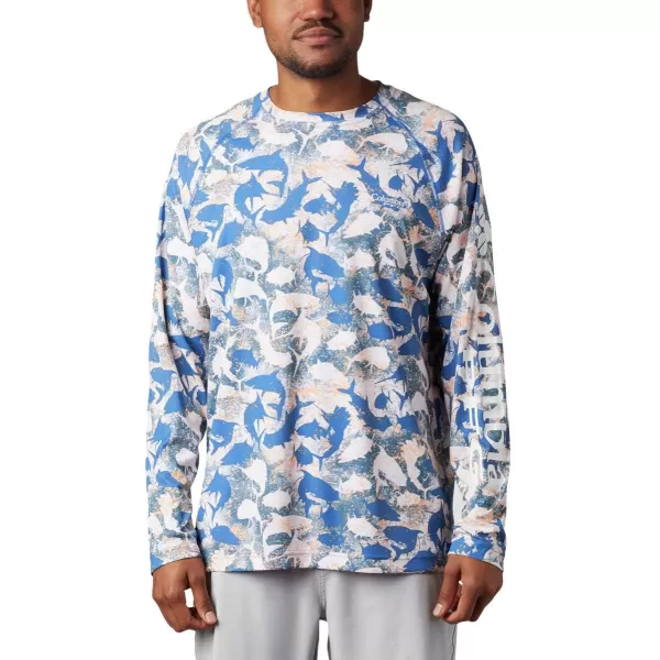 Columbia Mens Terminal Tackle Long Sleeve Shirt Wicking MaterialVivid Blue Inside Out Camo