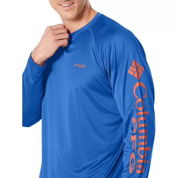 Columbia Mens Terminal Tackle Long Sleeve Shirt Wicking MaterialVivid BlueJupiter Logo