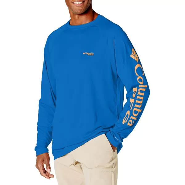 Columbia Mens Terminal Tackle Long Sleeve Shirt Wicking MaterialVivid BlueJupiter Logo