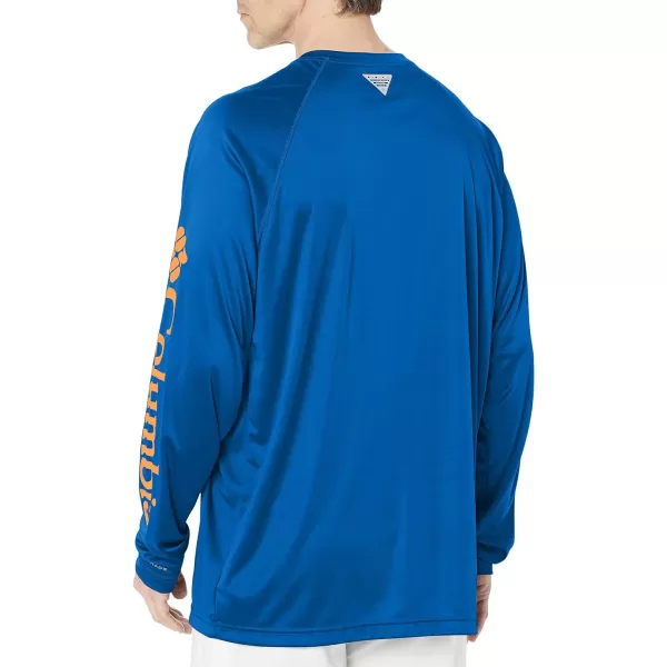 Columbia Mens Terminal Tackle Long Sleeve Shirt Wicking MaterialVivid BlueJupiter Logo