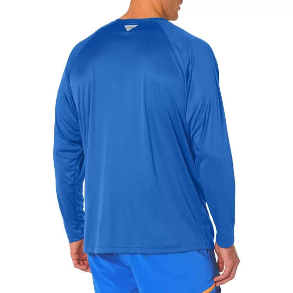 Columbia Mens Terminal Tackle Long Sleeve Shirt Wicking MaterialVivid BlueJupiter Logo