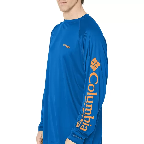 Columbia Mens Terminal Tackle Long Sleeve Shirt Wicking MaterialVivid BlueJupiter Logo