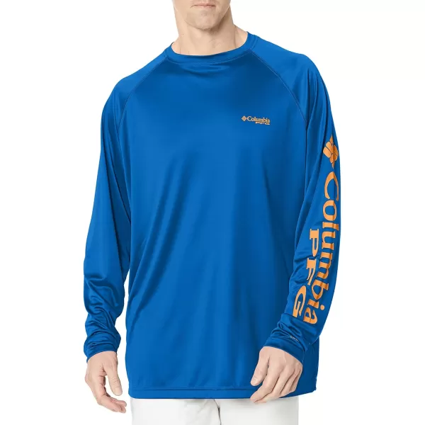 Columbia Mens Terminal Tackle Long Sleeve Shirt Wicking MaterialVivid BlueJupiter Logo