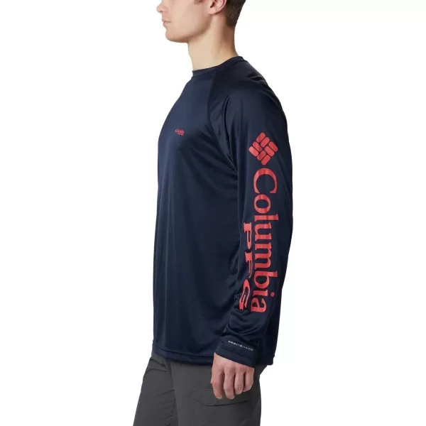 Columbia Mens Terminal Tackle Long Sleeve Shirt Wicking MaterialVivid BlueJupiter Logo