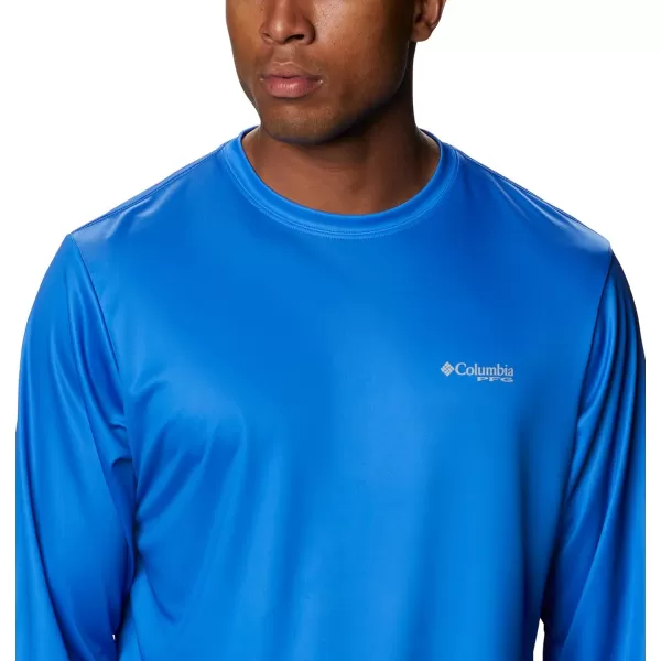 Columbia Mens Terminal Tackle Long Sleeve Shirt Wicking MaterialVivid BlueStars and Stripes