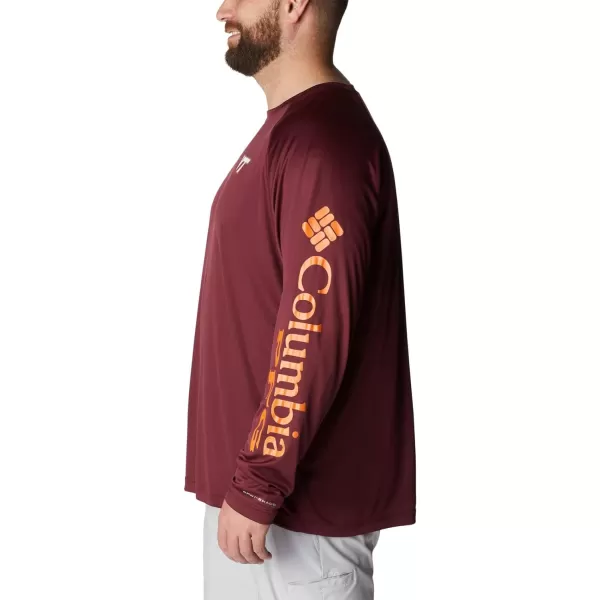 Columbia Mens Terminal Tackle Long Sleeve Shirt Wicking MaterialVt  Deep Maroon  Tangy Orange