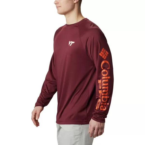 Columbia Mens Terminal Tackle Long Sleeve Shirt Wicking MaterialVt  Deep Maroon  Tangy Orange