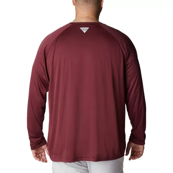 Columbia Mens Terminal Tackle Long Sleeve Shirt Wicking MaterialVt  Deep Maroon  Tangy Orange