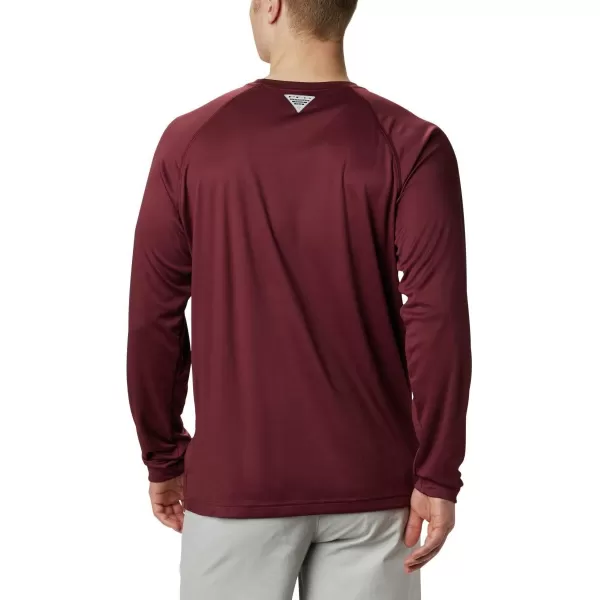 Columbia Mens Terminal Tackle Long Sleeve Shirt Wicking MaterialVt  Deep Maroon  Tangy Orange