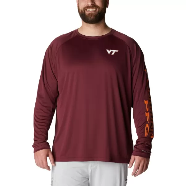 Columbia Mens Terminal Tackle Long Sleeve Shirt Wicking MaterialVt  Deep Maroon  Tangy Orange