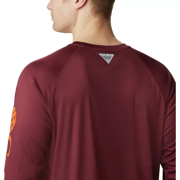 Columbia Mens Terminal Tackle Long Sleeve Shirt Wicking MaterialVt  Deep Maroon  Tangy Orange