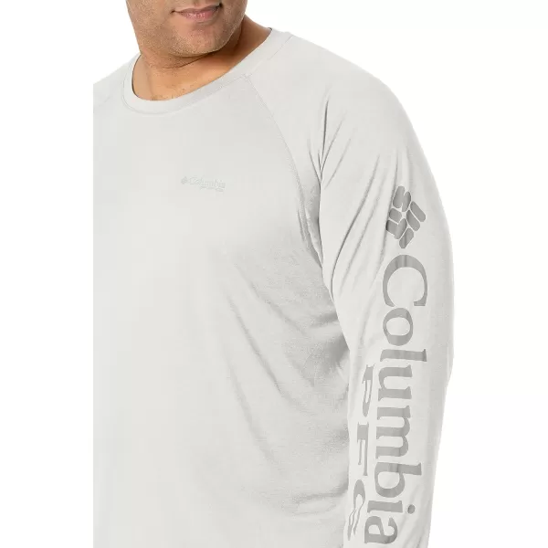 Columbia Mens Terminal Tackle Long Sleeve Shirt Wicking MaterialWhite HeatherCool Grey Logo