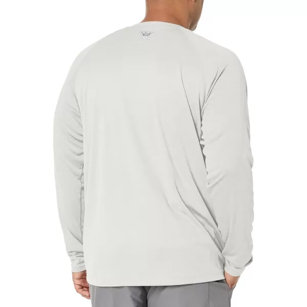 Columbia Mens Terminal Tackle Long Sleeve Shirt Wicking MaterialWhite HeatherCool Grey Logo