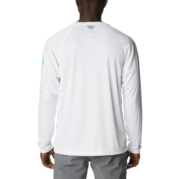 Columbia Mens Terminal Tackle Long Sleeve Shirt Wicking MaterialWhiteAtoll Logo