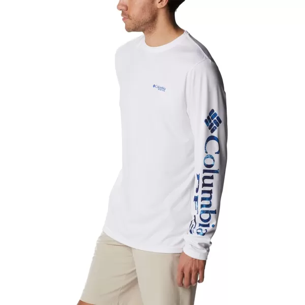 Columbia Mens Terminal Tackle Long Sleeve Shirt Wicking MaterialWhiteBlue Macaw Realtree Horizon