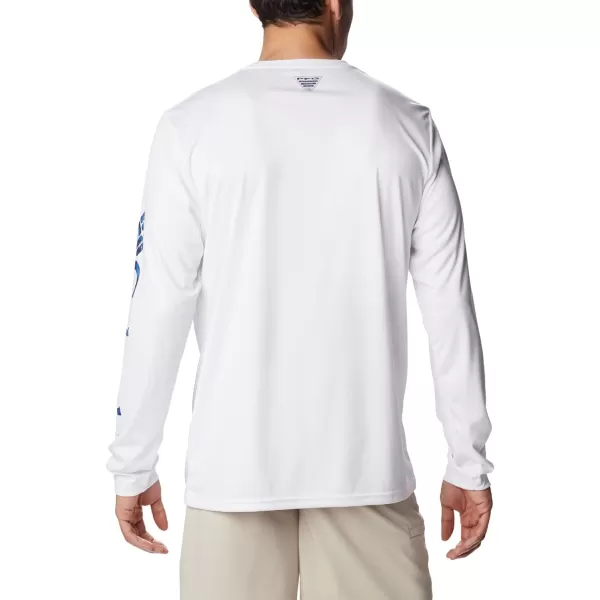 Columbia Mens Terminal Tackle Long Sleeve Shirt Wicking MaterialWhiteBlue Macaw Realtree Horizon