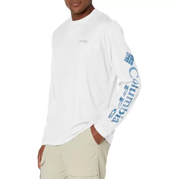 Columbia Mens Terminal Tackle Long Sleeve Shirt Wicking MaterialWhiteHarbor Blue Realtree Mako