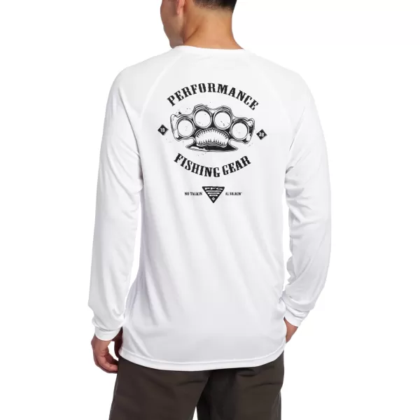 Columbia Mens Terminal Tackle Long Sleeve Shirt Wicking MaterialWhiteShark Knucks