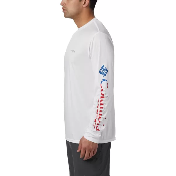 Columbia Mens Terminal Tackle Long Sleeve Shirt Wicking MaterialWhiteStars and Stripes