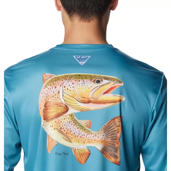 Columbia Mens Terminal Tackle PFG Carey Chen LsCanyon BlueIcy Morn Rainbow Trout